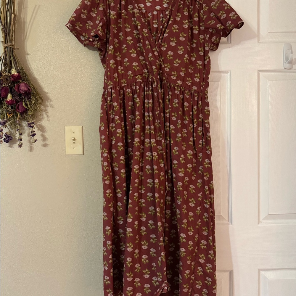Christy Dawn Red Midi Sundress with Flutter Sleeves